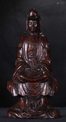 A CHENXIANG WOOD CARVED GUANYIN BUDDHA STATUE