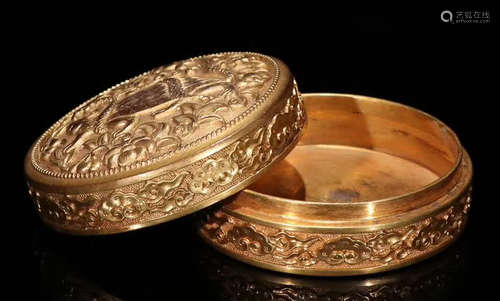 A GILT BRONZE CASTED BOX