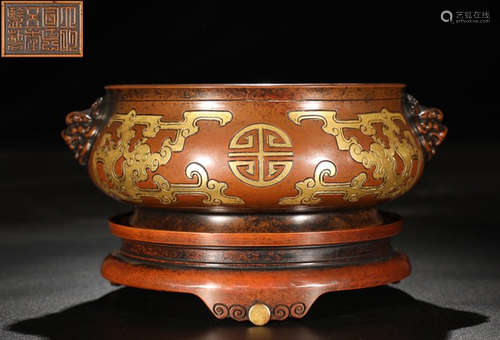 A GILT BRONZE CASTED CENSER