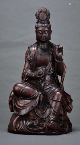 A CHENXIANG WOOD CARVED GUANYIN BUDDHA STATUE