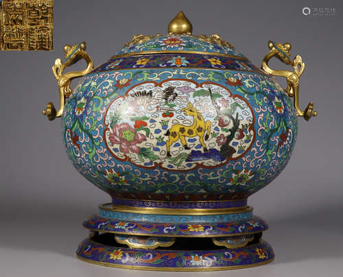 A CLOISONNE CASTED FLORAL PATTERN CENSER