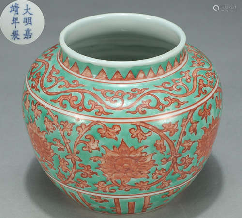 DAMINGJIAJINGNIANZHI MAKR RED GLAZE JAR