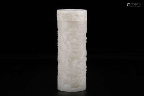 CHINESE CARVED HETIAN JADE VASE