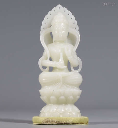 CHINESE CAVED HETIAN JADE BUDDHA