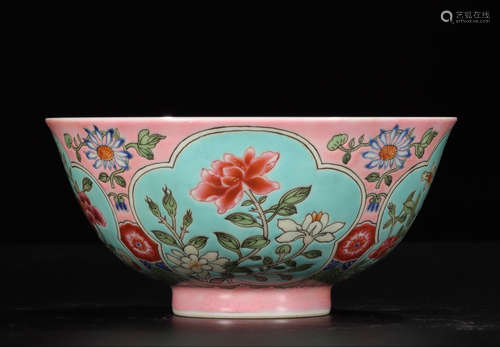 KANGXI MARK, CHINESE RED GLAZED FAMILLE ROSE BOWL