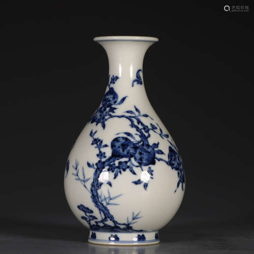 QIANLONG MARK, CHINESE BLUE & WHITE VASE