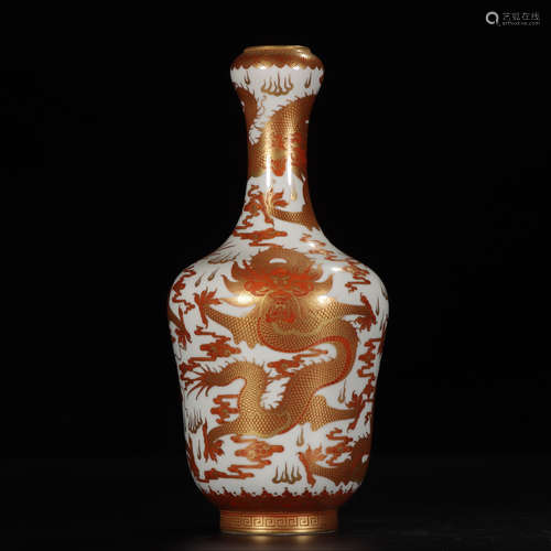 QIANLONG MARK, CHINESE IRON-RED GLAZED VASE