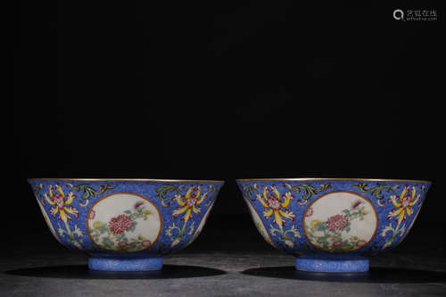 DAOGUANG MARK, PAIR OF CHINESE BLUE GLAZED BLUE & WHITE BOWL