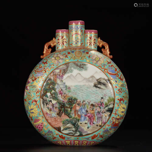 QIANLONG MARK, CHINESE GILT ENARNEL MOONFLASK