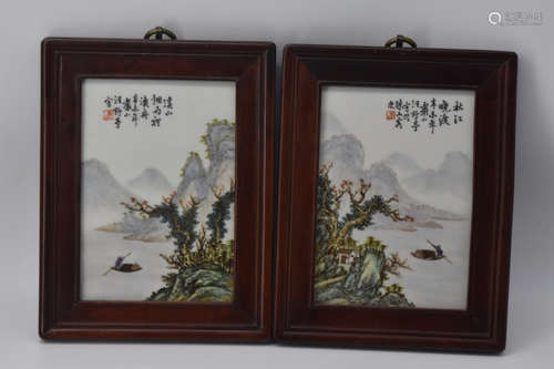 WANGYETING MARK, PAIR OF CHINESE PORCELAIN PLAQUE