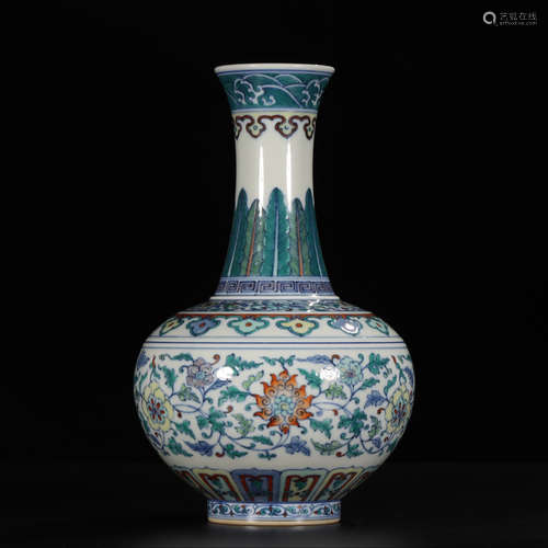 QIANLONG MARK, CHINESE DOUCAI VASE