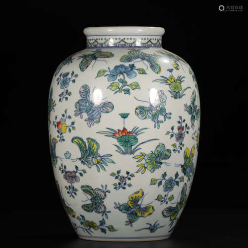 YONGZHENG MARK, CHINESE DOUCAI JAR