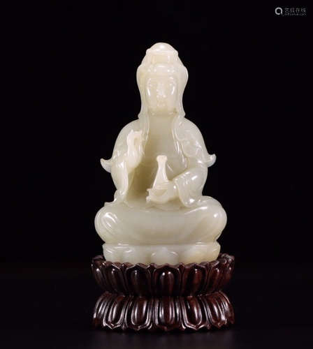 CHINESE CARVED HETIAN JADE BUDDHA