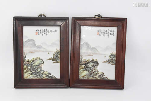 WANGYETING MARK, PAIR OF CHINESE PORCELAIN PLAQUE