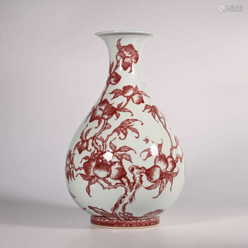 Qianlong of Qing Dynasty        Spring vase with red jade pot under glaze