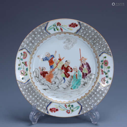 the Qing dynasty        Pastel character story plate