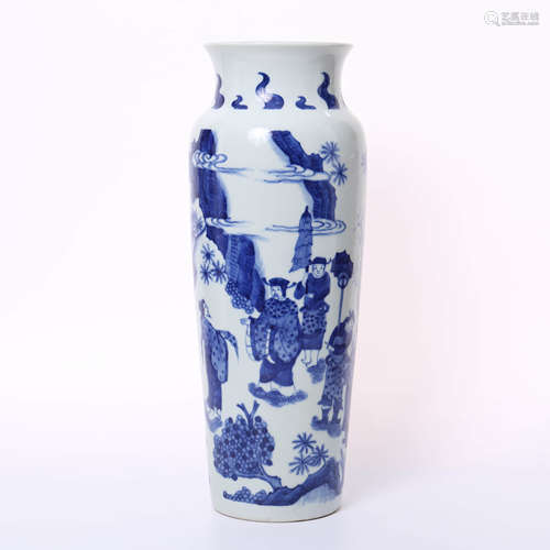 Kangxi of Qing Dynasty         Blue and white figure pot