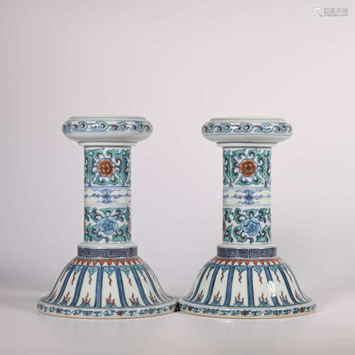 Yongzheng of Qing Dynasty      A pair of pastel Candlesticks