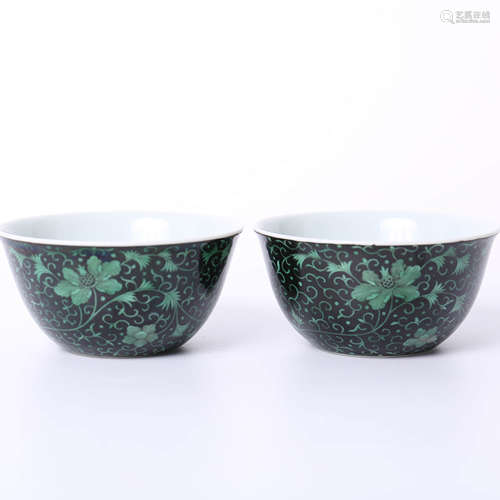 Yongzheng of Qing Dynasty     A pair of ink colored cups