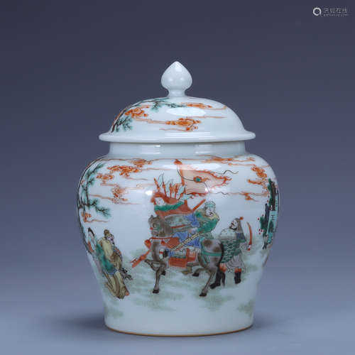 Qianlong of Qing Dynasty        Famille rose character story jar