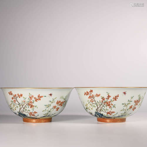 Qing Daoguang         A pair of famille rose bowls