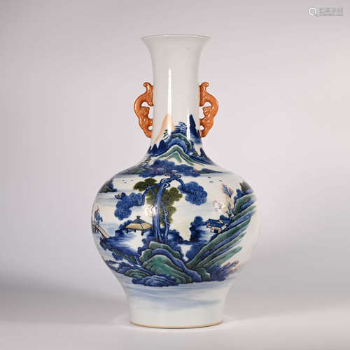 Jiaqing of Qing Dynasty         Pastel bottle with two ears