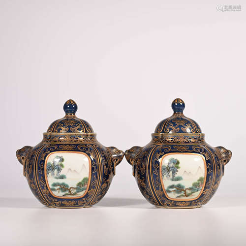 Qianlong of Qing Dynasty        A pair of famille rose jar