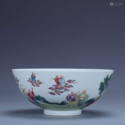 Jiaqing of Qing Dynasty          Famille rose character story bowl