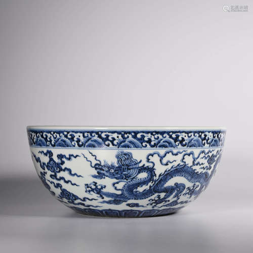 Ming Xuande        Blue and white dragon bowl