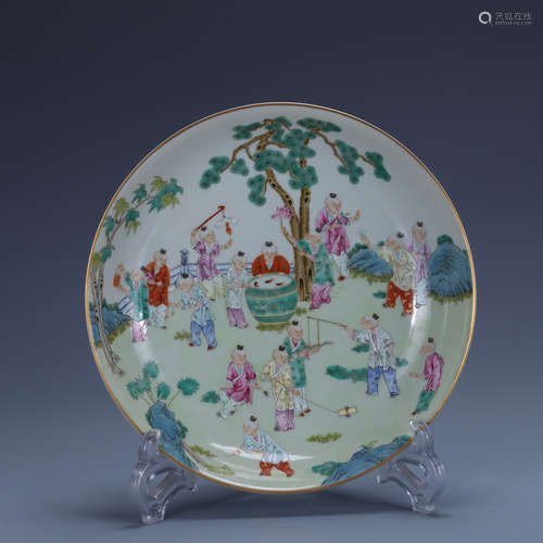 Tongzhi of Qing Dynasty          Pastel baby picture plate