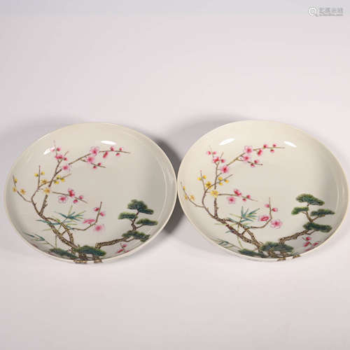 Qing Daoguang        A pair of pastel plates