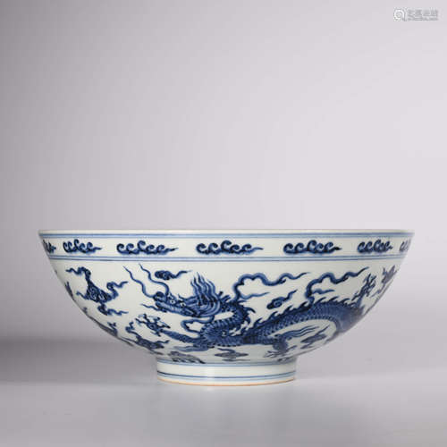 Ming Yongle        Blue and white dragon bowl