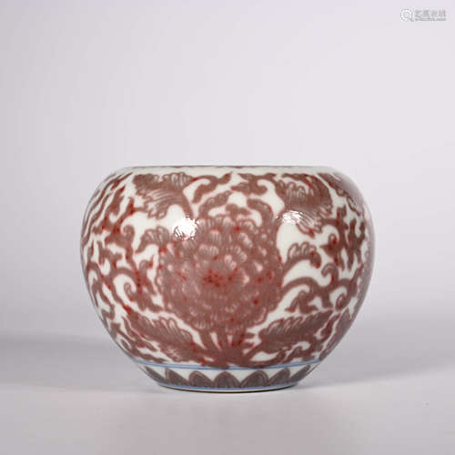 Kangxi of Qing Dynasty         Underglaze red apple Zun