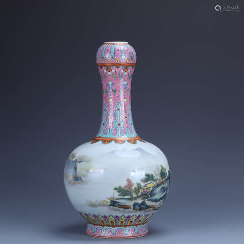 Yongzheng of Qing Dynasty      Pink garlic bottle