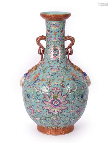 Chinese Famille Rose Glazed Porcelain Vase With Mark