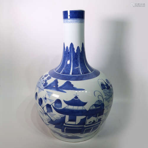 Chinese Export Blue & White Porcelain Vase