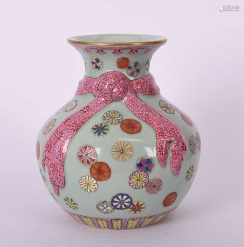 Famille Rose 'Flower Ball' Porcelain Vase Qianlong Mark