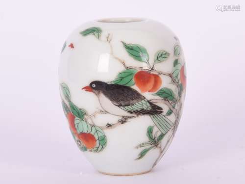 Wucai 'Flowe & Bird' Porcelain Jar With Mark