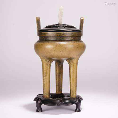 Bronze Tall Legged Tripod Censer With Mark