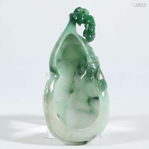 A Chinese Carved Jadeite Double-Gourd Washer