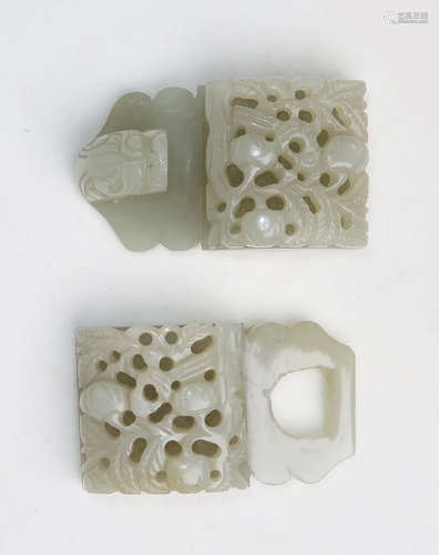 Chinese Carved White Jade Belt Hook