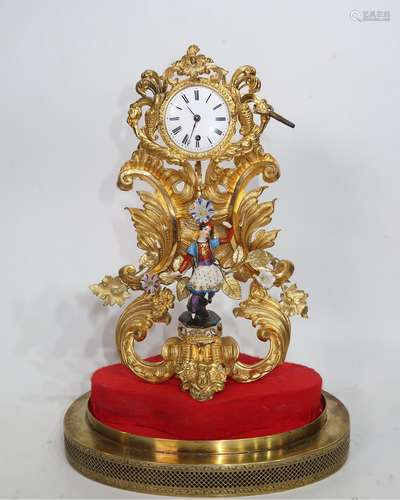 A Old Gilt Bronze Or Metal  Clock