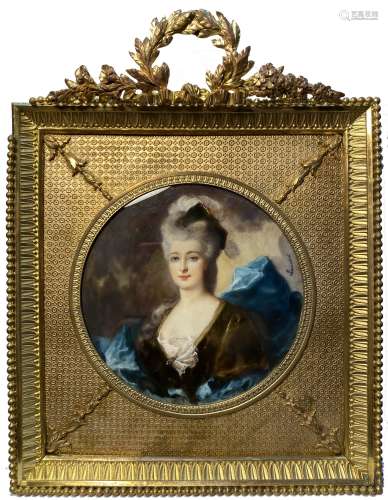 Antique Miniature Painting Of Young Woman Signed