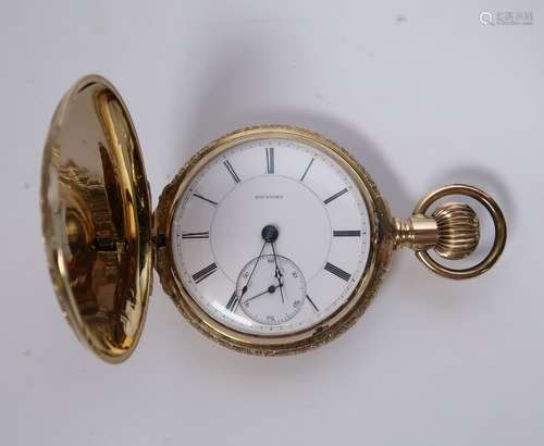 14k Gold Hunter Case Swiss Pocket Watch