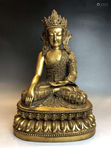 Finely Cast Gilt Bronze Figure Of Buddha, Yongle Mark
