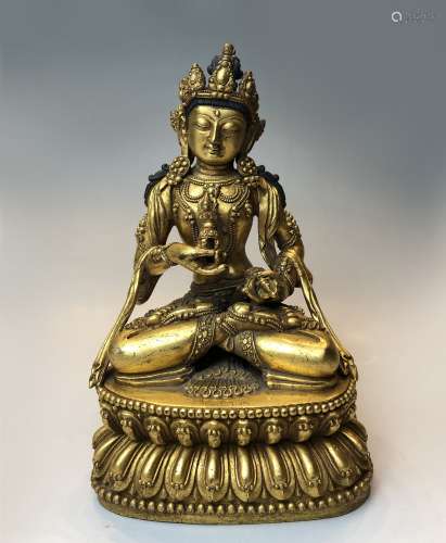 Finely Cast Gilt Bronze Figure of Vajrasattva