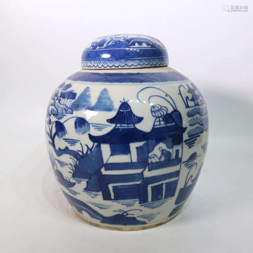 Chinese Export Blue & White Porcelain Jar