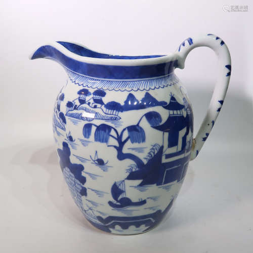 Chinese Export Blue & White Porcelain Pitcher