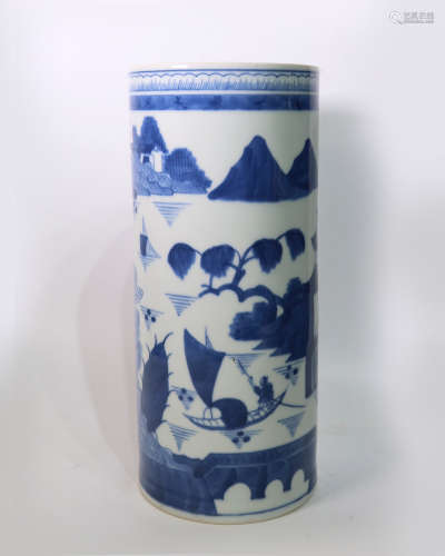 Chinese Export Blue & White Porcelain Hat Stand