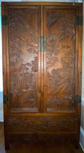 19/20th C. Chinese Huanghuali Wood Cabinet